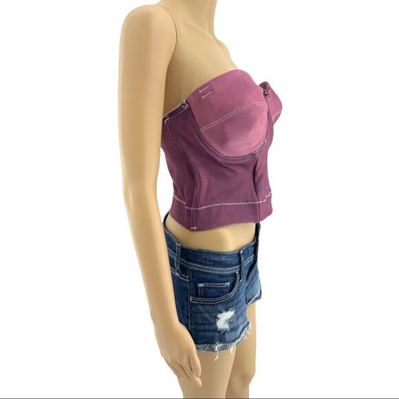 Cupid 40C American VINTAGE 90s Purple Hand Dyed Elastic Pullover Bustier - Picture 3 of 8
